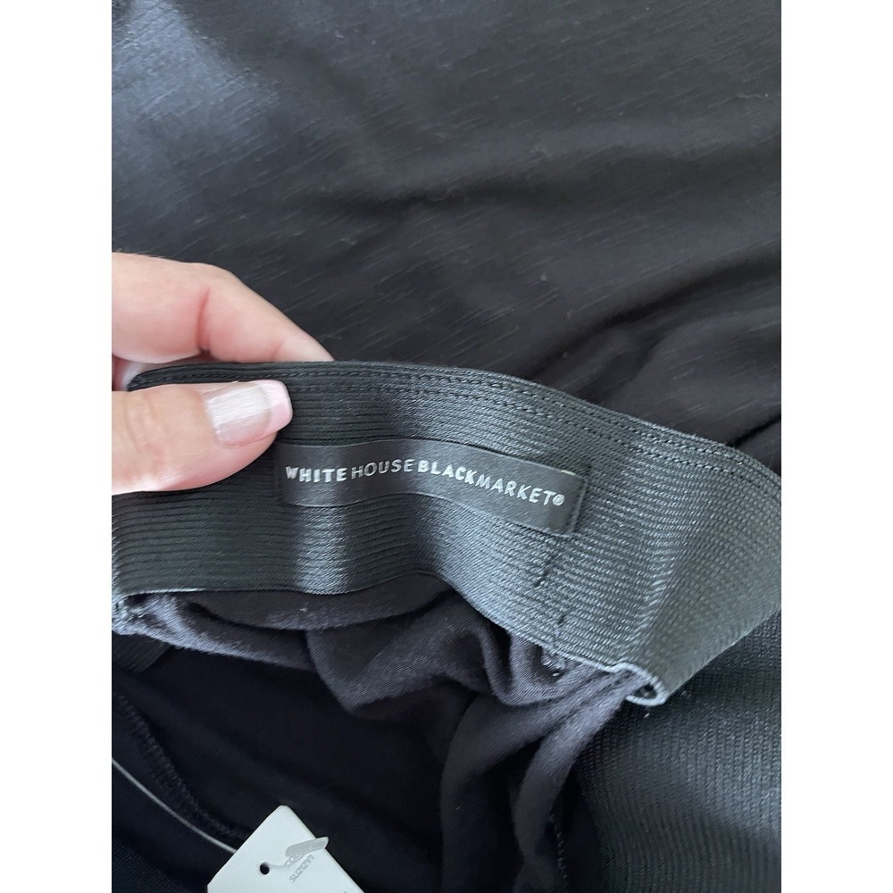 White House Black Market Slub Knit Wrap Wide Leg Cropped Black Pants Small - Picture 5 of 14